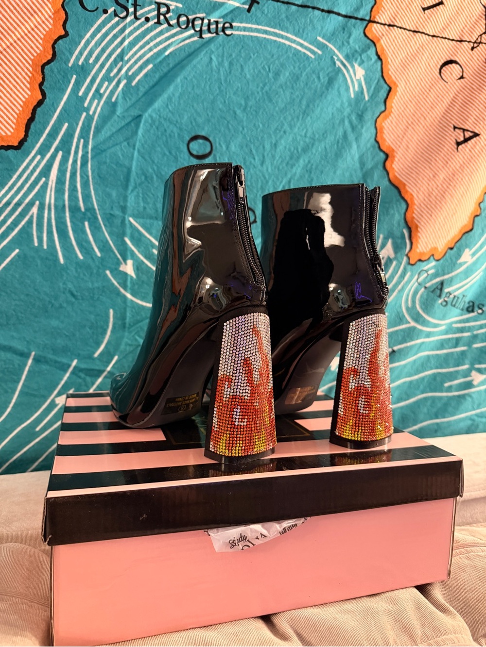Lady GoDiva Flame block ankle boots size 8